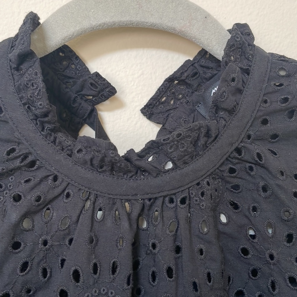Madewell Eyelet Ruffle Top - Black, XS, NWOT - Picture 5 of 9